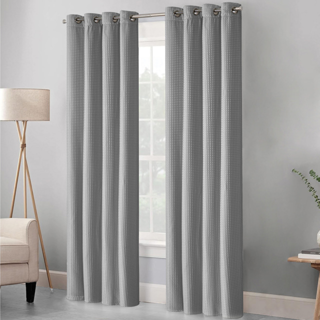 Velosso Waffle Silver Blackout Curtains 137 x 168cm - image 1