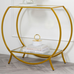Zenor Single Shelf Gold Glass Top Console Table
