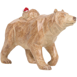 Amber Charm Natural Wood Effect Mother and Baby Bear Christmas Decoration - thumbnail 3