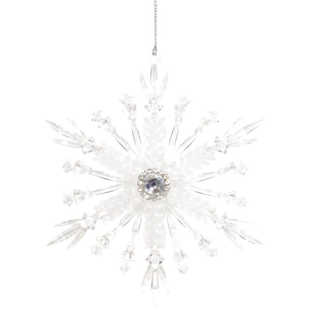Angel Whispers White Frosted Shiny Snowflake Decoration - image 1