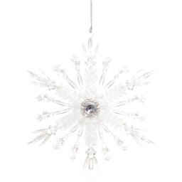 Angel Whispers White Frosted Shiny Snowflake Decoration