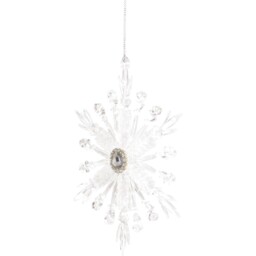Angel Whispers White Frosted Shiny Snowflake Decoration - thumbnail 3