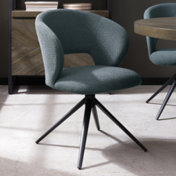 Bentley Designs Stella Blue Boucle Swivel Chair - thumbnail 1