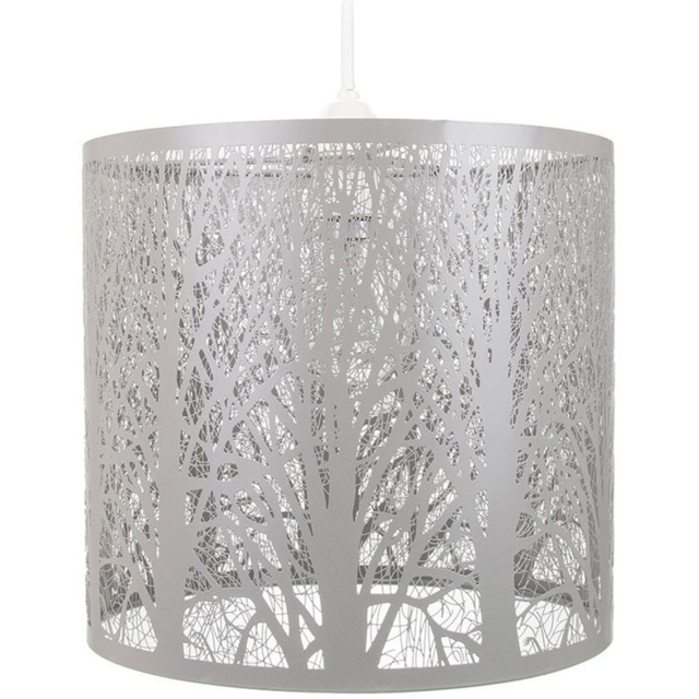 Happy Homewares Soft Grey Metal Forest Design Ceiling Pendant Shade - image 1