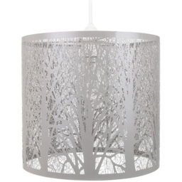Happy Homewares Soft Grey Metal Forest Design Ceiling Pendant Shade - thumbnail 1
