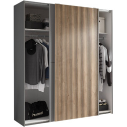 Julian Bowen Berno 2 Door Light Oak and Dark Grey Sliding Wardrobe - thumbnail 3