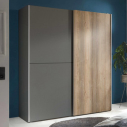 Julian Bowen Berno 2 Door Light Oak and Dark Grey Sliding Wardrobe - thumbnail 1