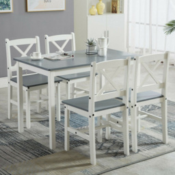 Grey 4 Seater Solid Wooden Dining Set - thumbnail 1