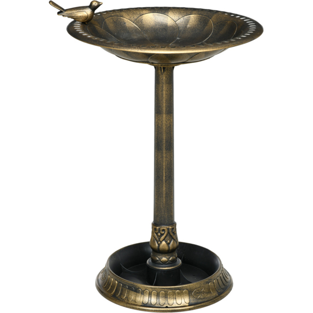 Outsunny Bronze Tone Shell Garden Basin Bird Bath with Bird Decoration - image 1