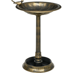 Outsunny Bronze Tone Shell Garden Basin Bird Bath with Bird Decoration - thumbnail 1