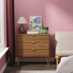 Crowndale Hong Kong 3 Drawer Carini Walnut Chest of Drawers Ready Assembled - thumbnail 2