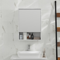 Mayfair White Mirror Cabinet with Open Shelf - thumbnail 3