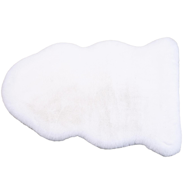 White Faux Rabbit Fur Rug 90 x 60cm - image 1