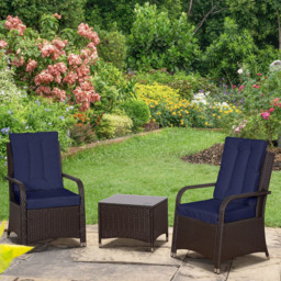 Outsunny 2 Seater Dark Blue PE Rattan Bistro Set with Cover