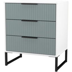Crowndale Fluted 3 Drawer Duck and White Matt Midi Chest of Drawers Ready Assembled - thumbnail 4