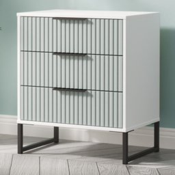 Crowndale Fluted 3 Drawer Duck and White Matt Midi Chest of Drawers Ready Assembled - thumbnail 1