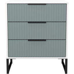 Crowndale Fluted 3 Drawer Duck and White Matt Midi Chest of Drawers Ready Assembled - thumbnail 2