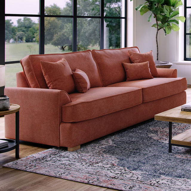 Alba City 4 Seater Ruby Fabric Sofa - image 1
