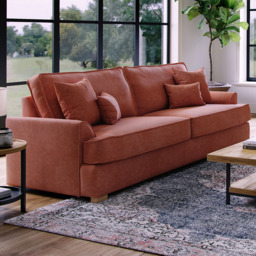 Alba City 4 Seater Ruby Fabric Sofa