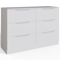 FWStyle Luno White 6 Drawer Modern Wide Chest of Drawers - thumbnail 2