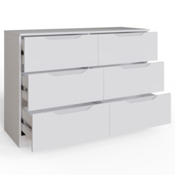 FWStyle Luno White 6 Drawer Modern Wide Chest of Drawers - thumbnail 3