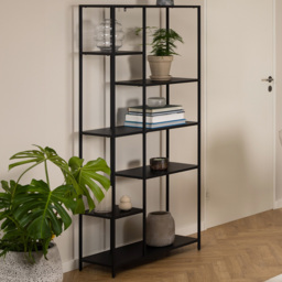 Florence Newcastle 7 Shelf Matt Black Asymmetrical Bookcase
