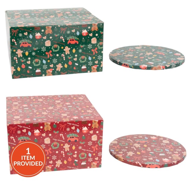Single Christmas Cake Board and Box Set in Assorted styles - image 1