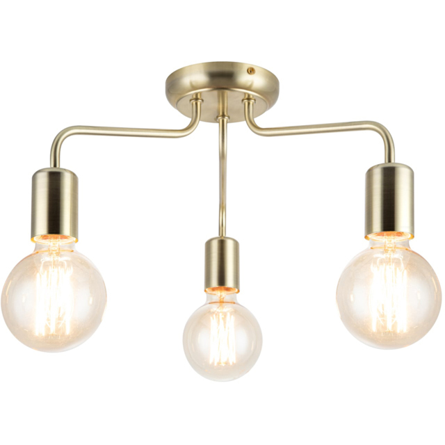 Cosylyte Fraser Brushed Brass 3 Light Metal Ceiling Flush Light - image 1