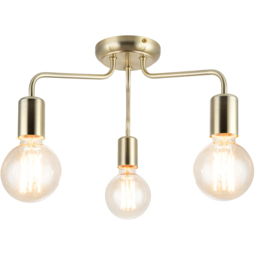 Cosylyte Fraser Brushed Brass 3 Light Metal Ceiling Flush Light