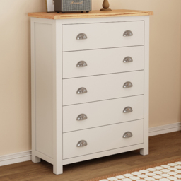 Cabinet Bits Lovere 5 Drawer Chest of Drawers with Chrome Cup Handle