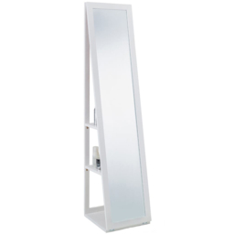 Julian Bowen Fresco White 2 Shelf Long Mirror Floor Cabinet