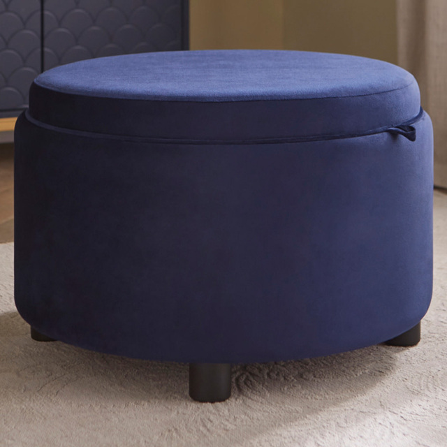 GFW Leylani Midnight Blue Tray Table Storage Stool - image 1