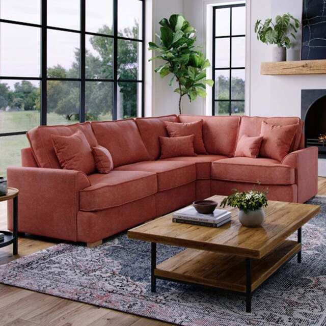 Alba City 5 Seater Ruby Fabric Left Hand Corner Sofa - image 1