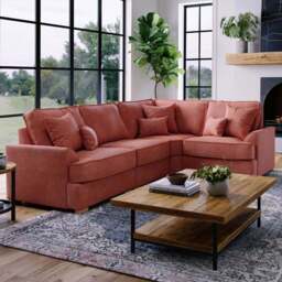 Alba City 5 Seater Ruby Fabric Left Hand Corner Sofa