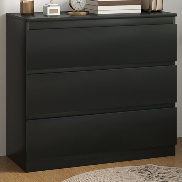 Portland 3 Drawer Black Chest of Drawers - image 1