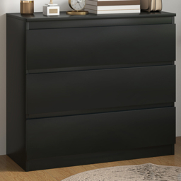 Portland 3 Drawer Black Chest of Drawers - thumbnail 1