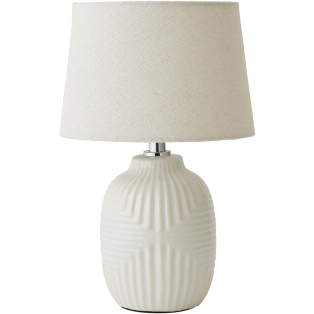 ValueLights Harrison Taper Shade White Geo Ribbed Gloss Small Table Lamp - image 1