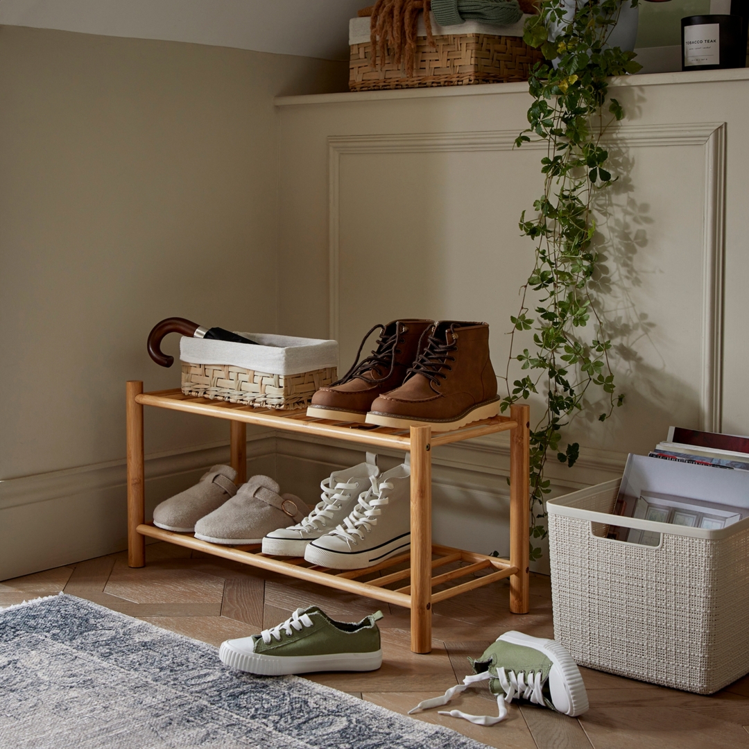 Shoe Shelf Shoe Cabinet Homebase Erik Wooden Slatted Shoe Storage