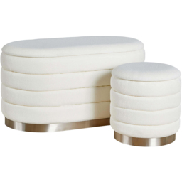 Home Source Cake White Boucle Storage Ottoman Set of 2 - thumbnail 2