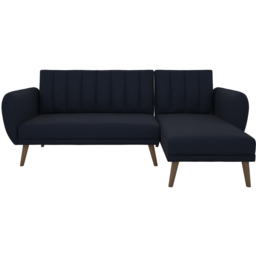 Novogratz Brittany 3 Seater Navy Blue Linen Sectional Sofa Bed - thumbnail 2