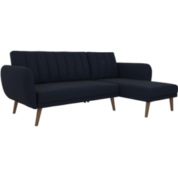 Novogratz Brittany 3 Seater Navy Blue Linen Sectional Sofa Bed - thumbnail 3