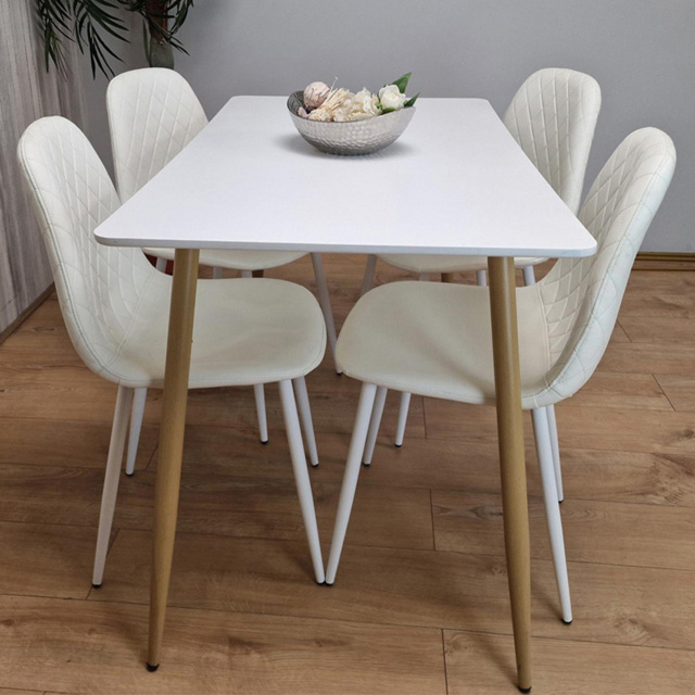 Portland 4 Seater Faux leather Dining Set White - image 1