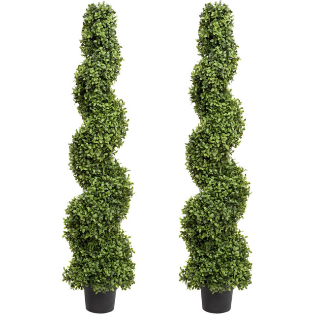 GreenBrokers Artificial Spiral Boxwood Topiary Tree 120cm 2 Pack - image 1