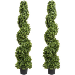 GreenBrokers Artificial Spiral Boxwood Topiary Tree 120cm 2 Pack - thumbnail 1