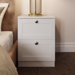 FWStyle Artus White 2 Drawer Panelled Bedside Table - thumbnail 4