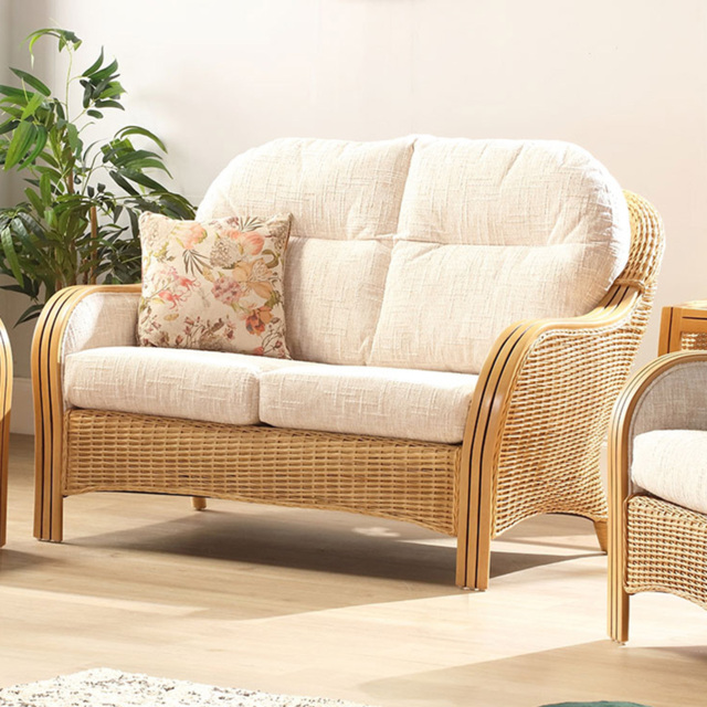 Desser Furniture Centurion 2 Seater Cotton Cream Rattan Sofa - image 1