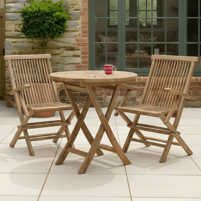 Charles Bentley Set of 2 Teak Wooden Foldable Patio Armchair - image 1