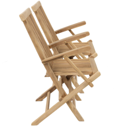 Charles Bentley Set of 2 Teak Wooden Foldable Patio Armchair - thumbnail 4