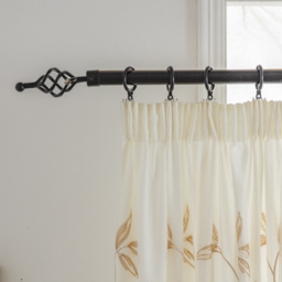Alan Symonds Leaf Embroidered Pencil Pleat Tulle Voile Curtains Gold 147 x 137cm - thumbnail 2