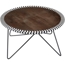Premier Housewares Artisan Acacia Wood Round Coffee Table with Mosaic Edge - thumbnail 2